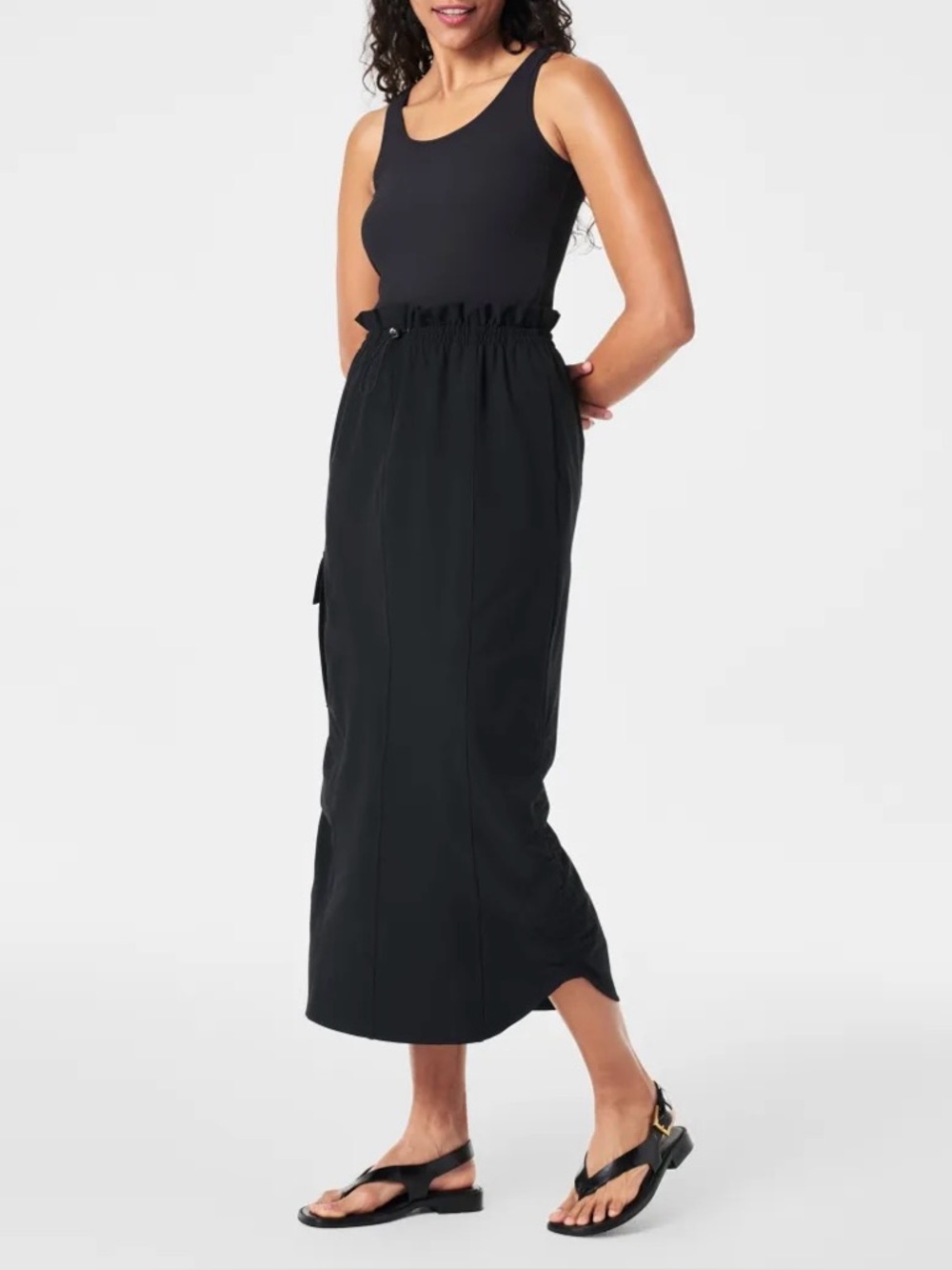 SPANX On The Move Maxi Dress in Very Black | 1X | NWOT